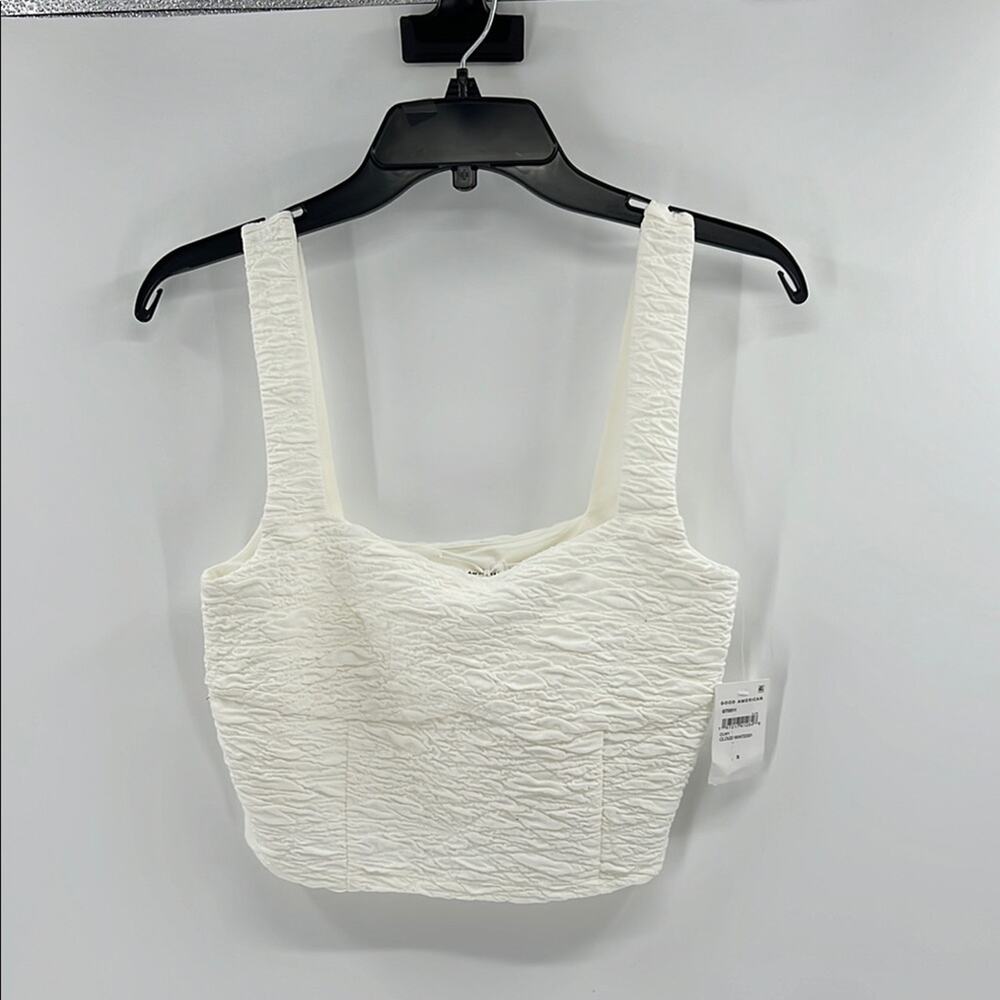 Good American Women's Crinkled Cropped Top - White - Small - New with tags